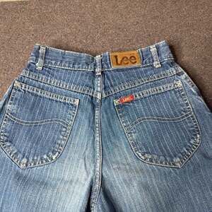 Vintage 80s Lee Riders Pinstripe High Waisted Mom Jeans Made in USA